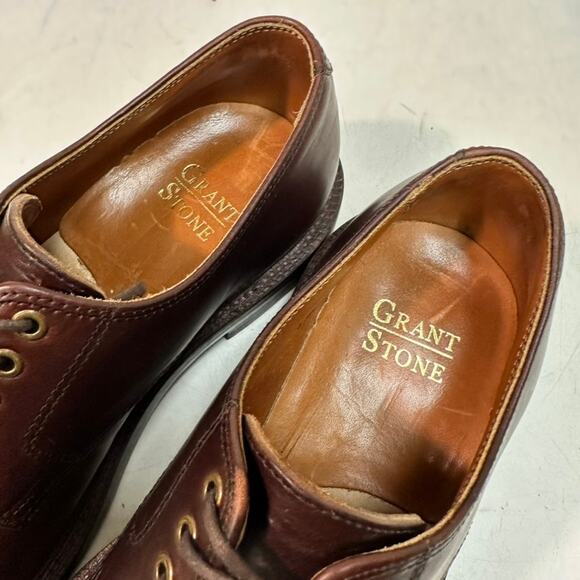 VERY GOOD Grant Stone Plain Toe Derby Crimson Chromexcel Brown Horween PTB 6 D - Picture 8 of 13